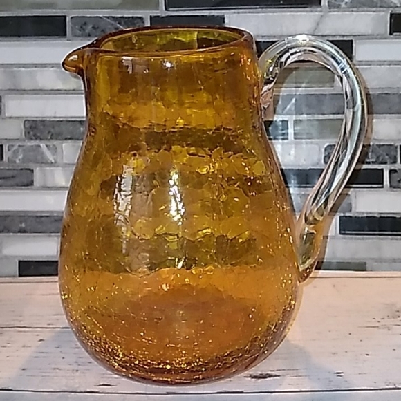 Gold crackle glass pitcher creamer - Picture 1 of 4